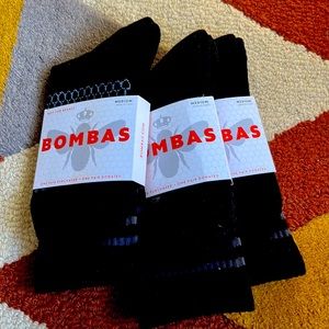 Bombas black crew socks size medium woman's 8-10.5 men's 6-9 PACK OF THREE PAIRS